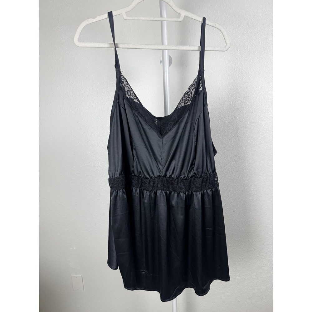 Torrid Sleep Black Satin Lace Trim Babydoll Camisole Pajama Top Plus Size 4 4X